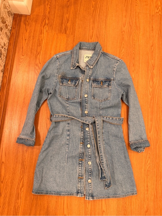 Zara Dresses & Skirts - Zara Light Blue Denim Belted Jacket